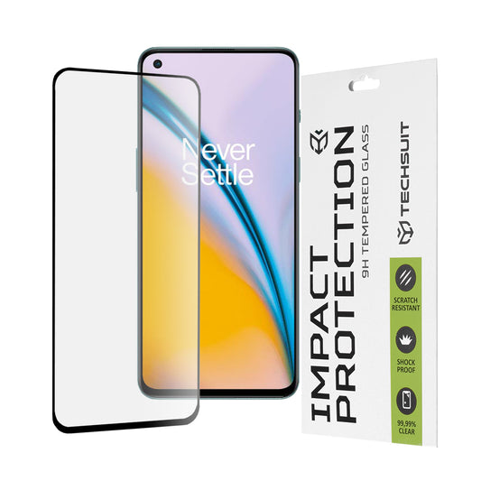 Προστατευτική μεμβράνη οθόνης Techsuit για OnePlus Nord 2T / Nord CE 5G / Nord 2 5G, Ασφαλισμένο γυαλί, Πλήρης κόλλα, 111D, Μαύρο