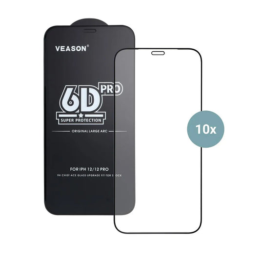 Προστατευτική μεμβράνη οθόνης Veason PRO για Apple iPhone 17 Pro, Ασφαλισμένο γυαλί, Πλήρης κόλλα, Σετ 10 τεμαχίων, 6D, Μαύρο