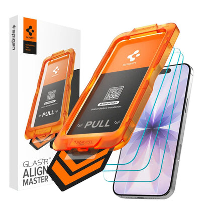 Προστατευτική Μεμβράνη Οθόνης Spigen GlastR Align Master Slim για Apple iPhone 17, Ενισχυμένο Γυαλί, Πλήρης Κόλληση, Σετ 3 τεμαχίων