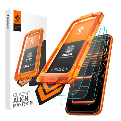 Προστατευτική Μεμβράνη Οθόνης Spigen GlastR Align Master Slim για Apple iPhone 17 Pro Max, Ενισχυμένο Γυαλί, Πλήρης Κόλληση, Σετ 3 τεμαχίων