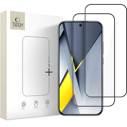 Tech-Protect FIT+ Screen Protector for Xiaomi Poco F8 Ultra, Tempered Glass, Full Glue, Set of 2 pieces, 2.5D, Black