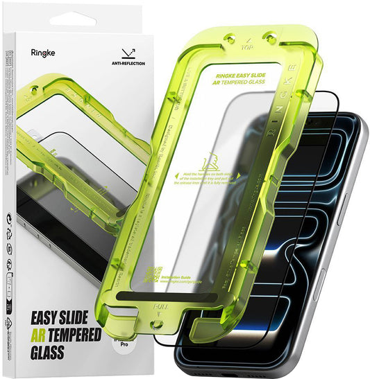 Προστατευτική μεμβράνη οθόνης Ringke Easy Slide AR για Apple iPhone 17 Pro, Ασφαλισμένο γυαλί, Πλήρης κόλλα, 2.5D, Μαύρο