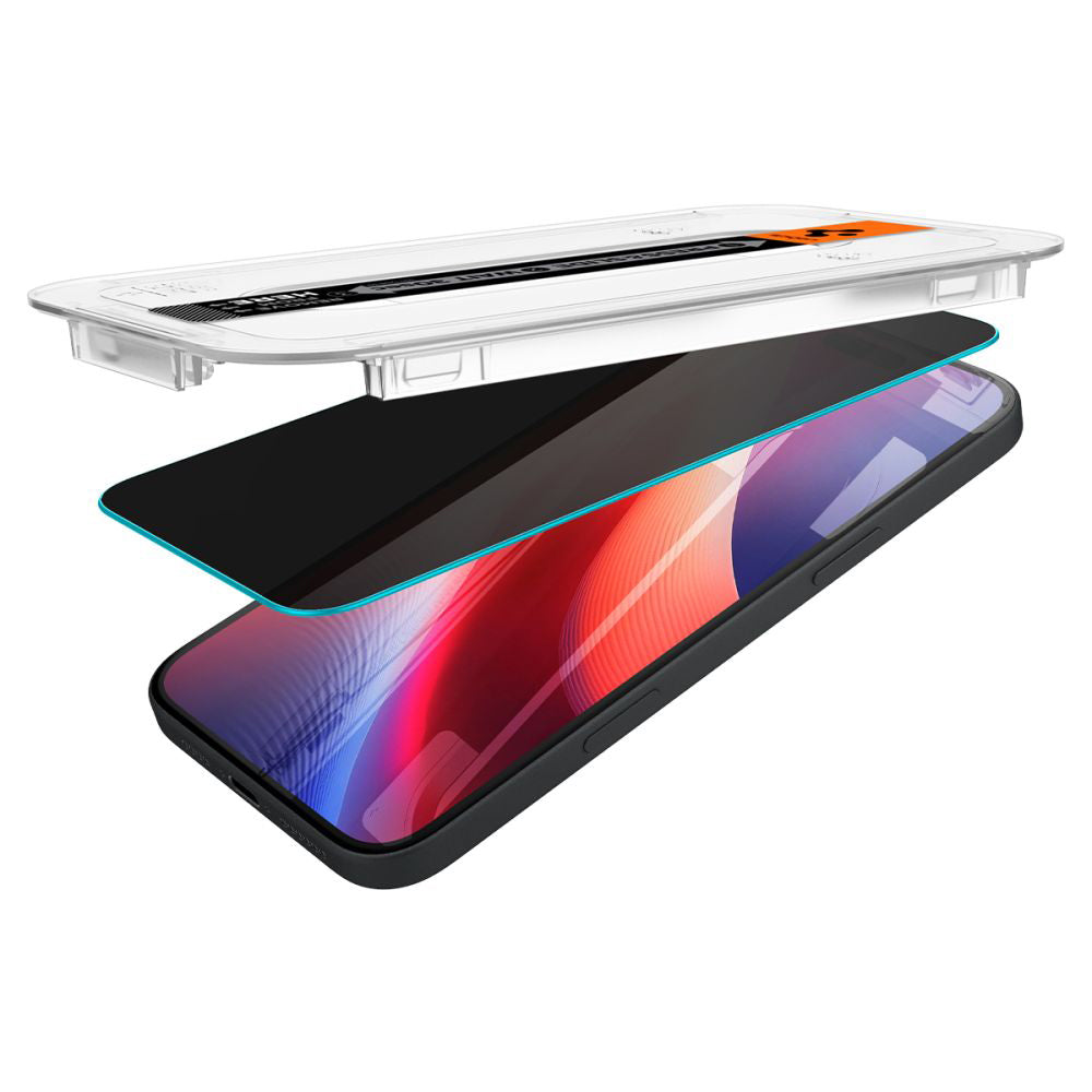 Spigen GlastR EZ FIT Privacy Screen Protector for Apple iPhone 16 / 15, Tempered Glass, Full Glue, Set of 2 Pieces