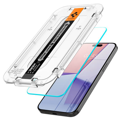 Προστατευτική μεμβράνη οθόνης Spigen GlastR EZ FIT για Apple iPhone 15 Pro, Ασφαλισμένο γυαλί, Πλήρης κόλλα, Σετ 2 τεμαχίων AGL06892