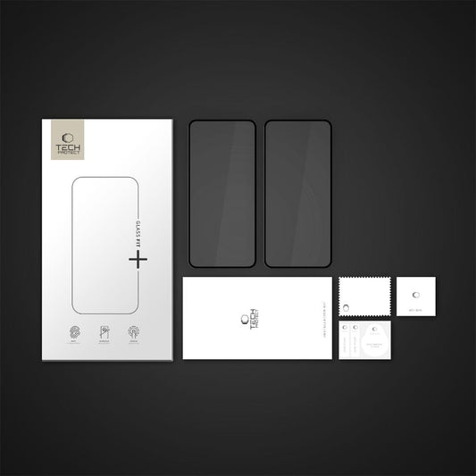Προστατευτική Μεμβράνη Οθόνης Tech-Protect FIT+ για Motorola Moto G56, Ενισχυμένο Γυαλί, Πλήρης Κόλληση, Σετ 2 τεμαχίων, 2.5D, Μαύρη