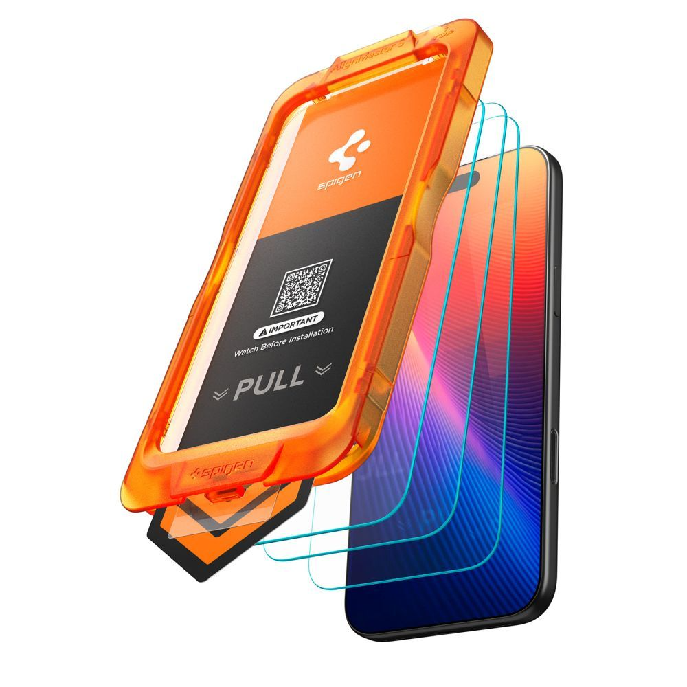 Προστατευτική Μεμβράνη Οθόνης Spigen GlastR Align Master Slim για Apple iPhone 17 Pro, Ενισχυμένο Γυαλί, Πλήρης Κόλληση, Σετ 3 τεμαχίων