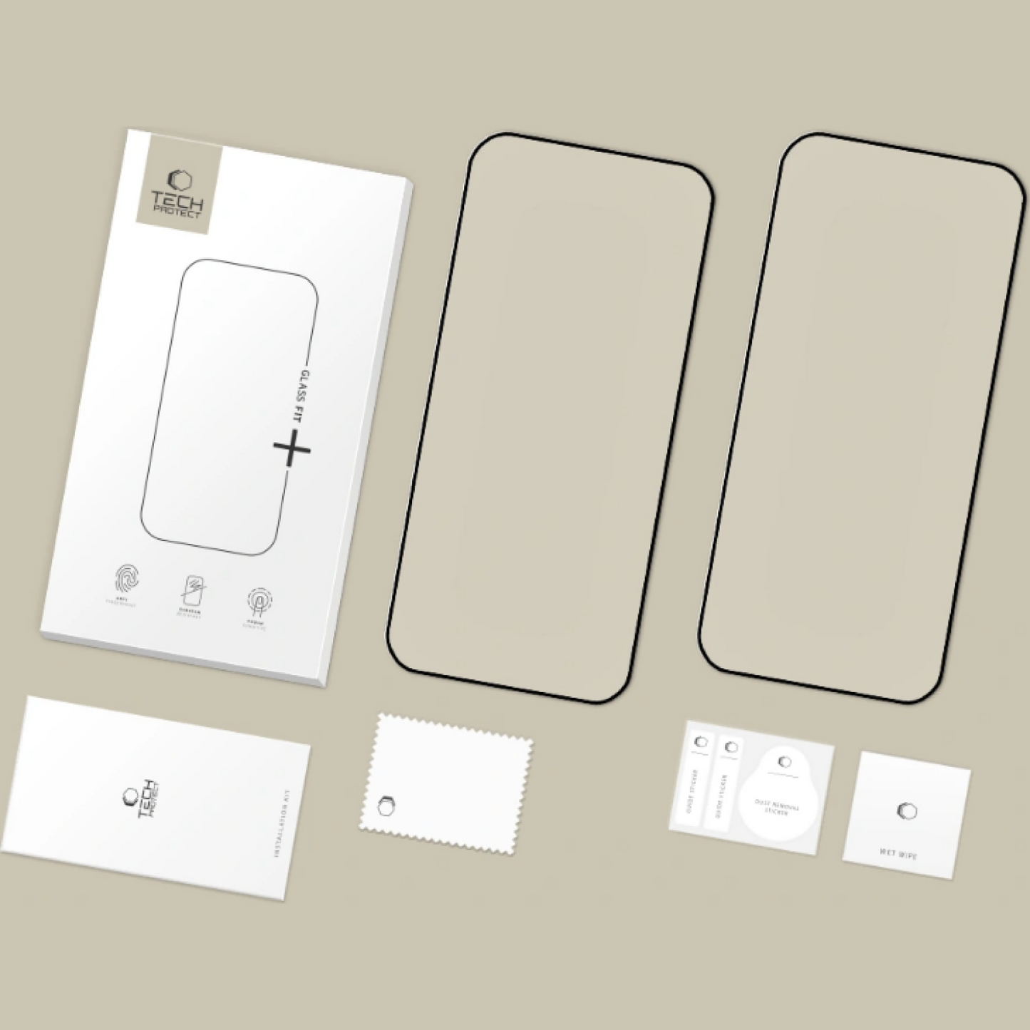 Tech-Protect FIT+ Screen Protector for Xiaomi Poco F8 Ultra, Tempered Glass, Full Glue, Set of 2 pieces, 2.5D, Black