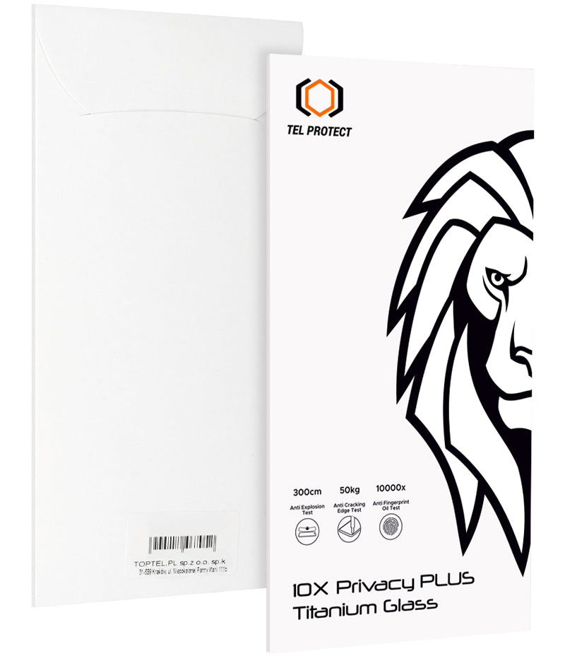 Προστατευτικό οθόνης Privacy Tel Protect 10X Plus Titanium για Apple iPhone 17 / 16 Pro, Σκληρυμένο Γυαλί, Full Glue