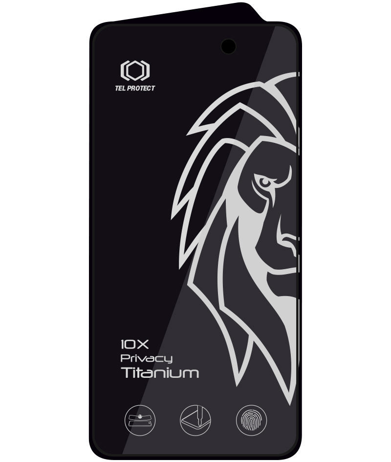 Προστατευτικό φιλμ οθόνης Privacy Tel Protect 10X Plus Titanium για Apple iPhone 17 Pro, Σκληρυμένο Γυαλί, Full Glue
