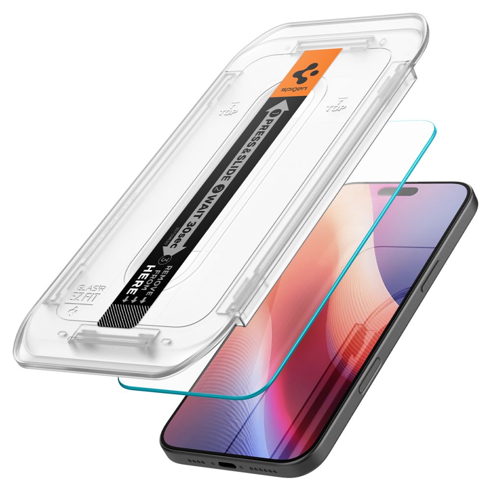 Spigen GlastR EZ FIT Screen Protector for Apple iPhone 17 Pro / 17 / 16 Pro, Tempered Glass, Full Glue, Set of 2 Pieces