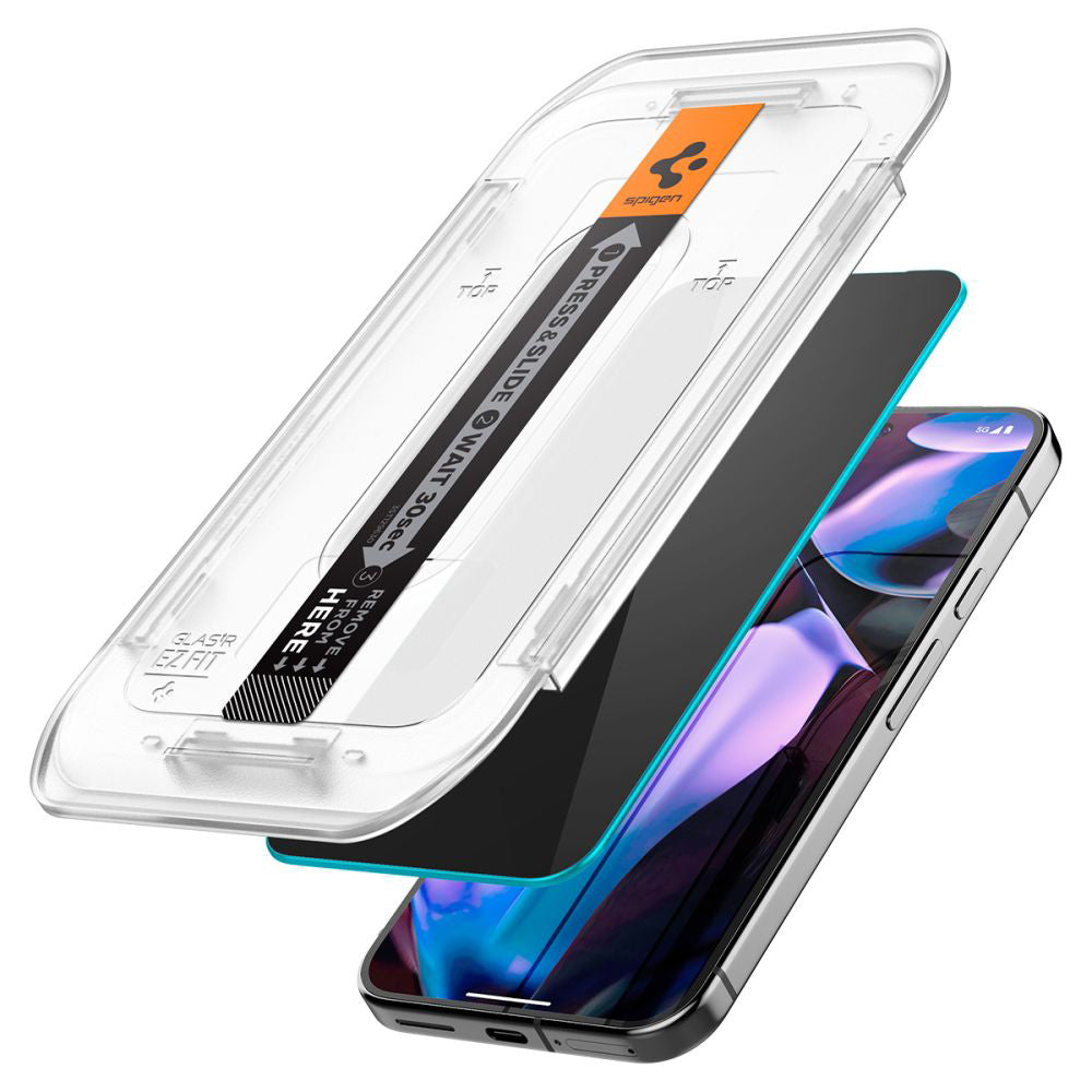 Spigen GlastR EZ FIT Privacy Screen Protector for Google Pixel 9 / 9 Pro, Tempered Glass, Full Glue, Set of 2 pieces AGL09312