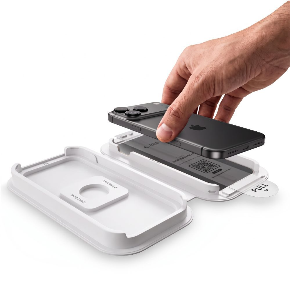 Προστατευτική μεμβράνη οθόνης Tech-Protect OneTouch για Apple iPhone 18 Pro / 17 Pro, Ασφαλισμένο γυαλί, Πλήρης κόλλα, Σετ 2 τεμαχίων, Διαφανές