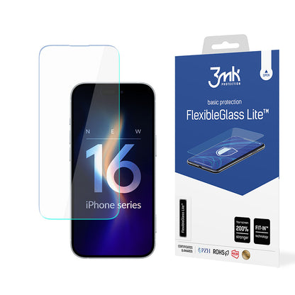 Προστατευτική μεμβράνη οθόνης 3MK FlexibleGlass Lite για Apple iPhone 16 Pro Max, Ευέλικτο Γυαλί, Πλήρης Κόλλα