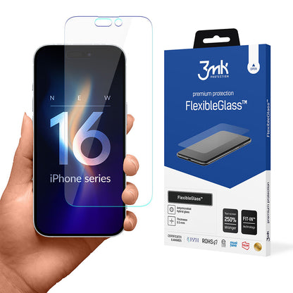 Προστατευτική μεμβράνη οθόνης 3MK FlexibleGlass για Apple iPhone 16 Pro, Ευέλικτο Γυαλί, Πλήρης Κόλλα