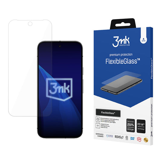 Προστατευτική μεμβράνη οθόνης 3MK FlexibleGlass για Google Pixel 9a, Ευέλικτο Γυαλί, Πλήρης Κόλλα