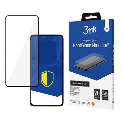 Προστατευτική μεμβράνη οθόνης 3MK HardGlass Max Lite για Xiaomi Redmi Note 14 Pro 4G / Note 14 Pro+ 5G, Ασφαλισμένο γυαλί, Πλήρης κόλλα, Μαύρο