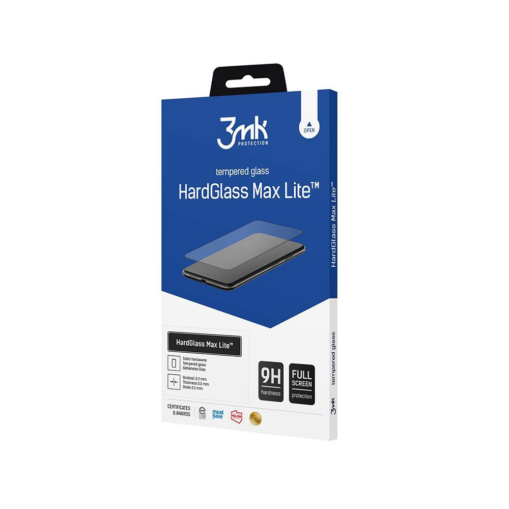 Προστατευτική μεμβράνη οθόνης 3MK HardGlass Max Lite για Xiaomi Redmi Note 14 Pro 4G / Note 14 Pro+ 5G, Ασφαλισμένο γυαλί, Πλήρης κόλλα, Μαύρο