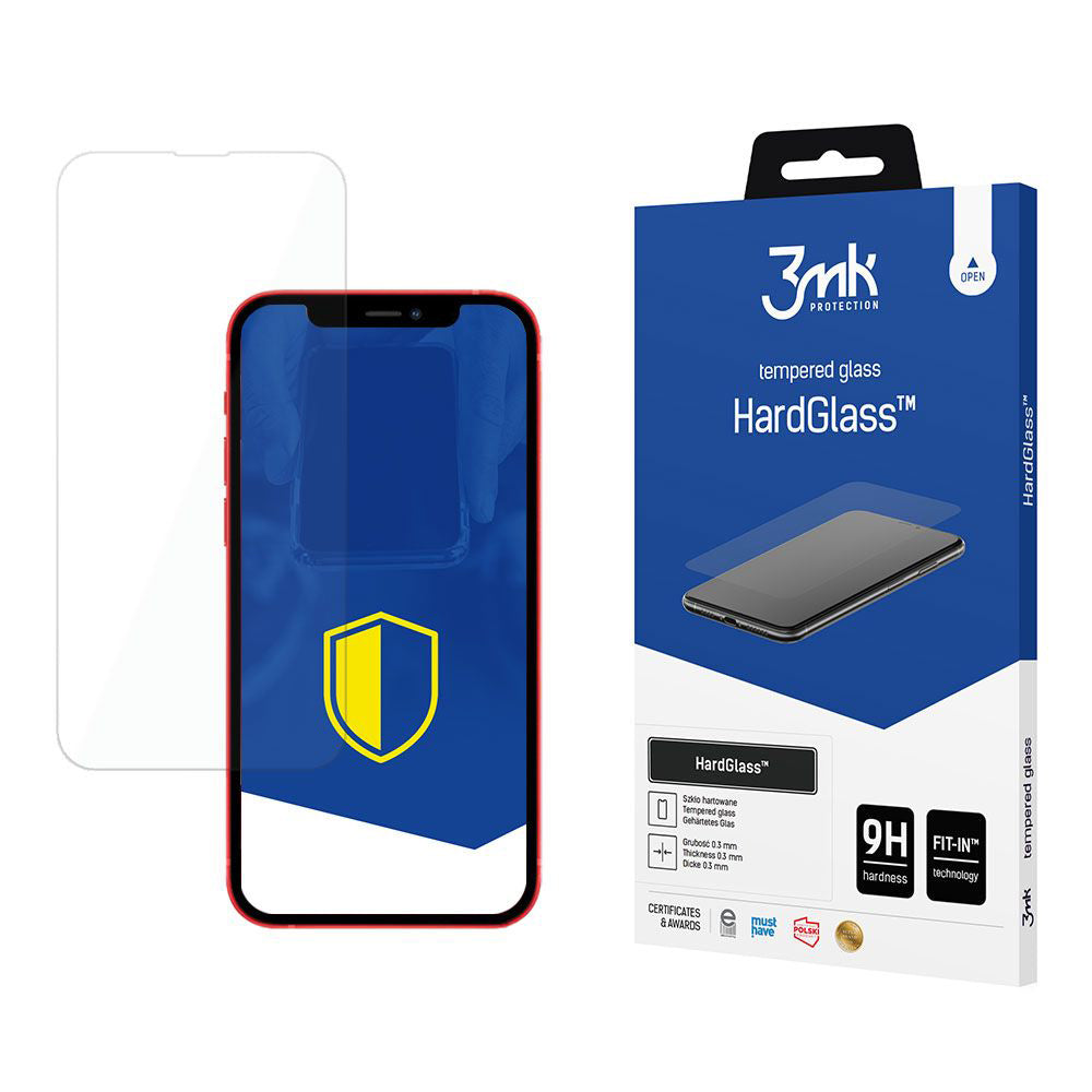 Προστατευτική μεμβράνη οθόνης 3MK HardGlass για Apple iPhone 13, Ασφαλισμένο γυαλί, Πλήρης κόλλα
