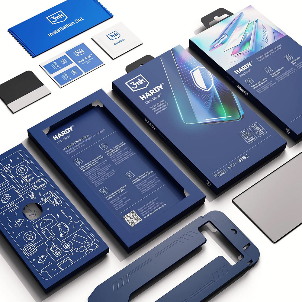 Προστατευτική μεμβράνη οθόνης 3MK Hardy Ultra για Samsung Galaxy S25 Ultra S938, Ασφαλισμένο γυαλί, Πλήρης κόλλα, Μαύρο