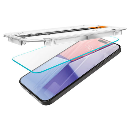 Προστατευτική μεμβράνη οθόνης Spigen GlastR EZ FIT για Apple iPhone 15 Pro, Ασφαλισμένο γυαλί, Πλήρης κόλλα, Σετ 2 τεμαχίων AGL06892