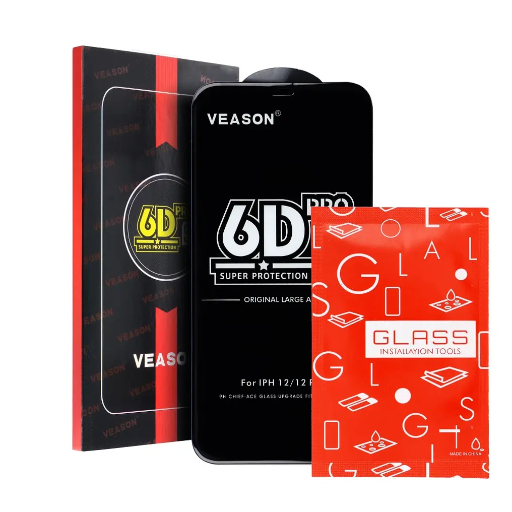 Veason PRO Screen Protector for Apple iPhone 17 / 16 Pro, Tempered Glass, Full Glue, 6D, Black