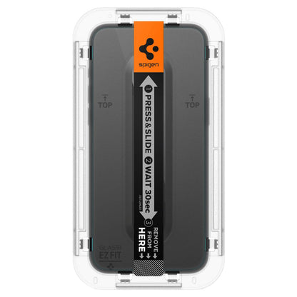Προστατευτική μεμβράνη οθόνης Spigen GlastR EZ FIT για Apple iPhone 15 Pro, Ασφαλισμένο γυαλί, Πλήρης κόλλα, Σετ 2 τεμαχίων AGL06892