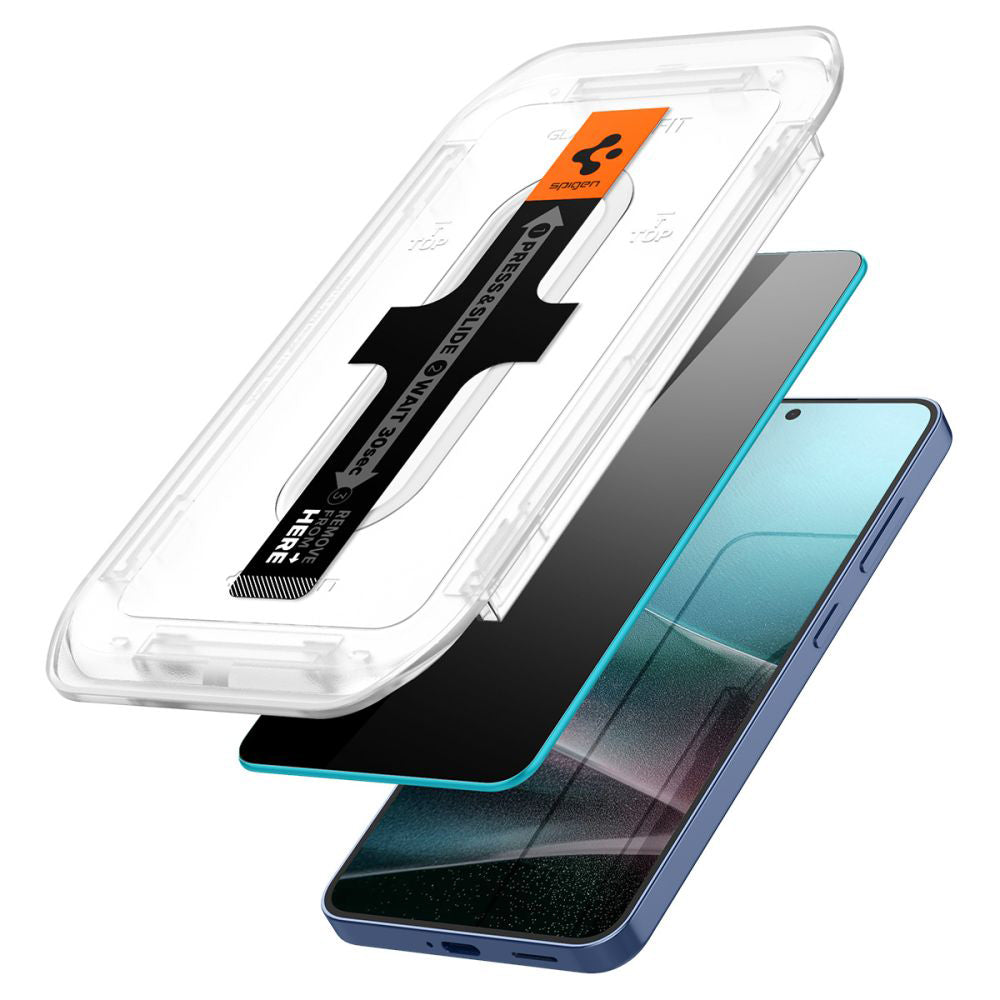Προστατευτική μεμβράνη οθόνης Privacy Spigen GlastR EZ FIT HD για Samsung Galaxy S25 S931 / S24 S921, Ασφαλισμένο γυαλί, Πλήρης κόλλα, Σετ 2 τεμαχίων