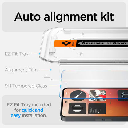 Προστατευτική Μεμβράνη Οθόνης Clear Spigen GlastR EZ FIT για Nothing Phone (3a) / Phone (3a) Pro, Ενισχυμένο Γυαλί, Full Glue AGL09429