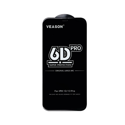 Προστατευτική μεμβράνη οθόνης Veason PRO για Apple iPhone 16 / 15, Ασφαλισμένο γυαλί, Πλήρης κόλλα, 6D, Μαύρο