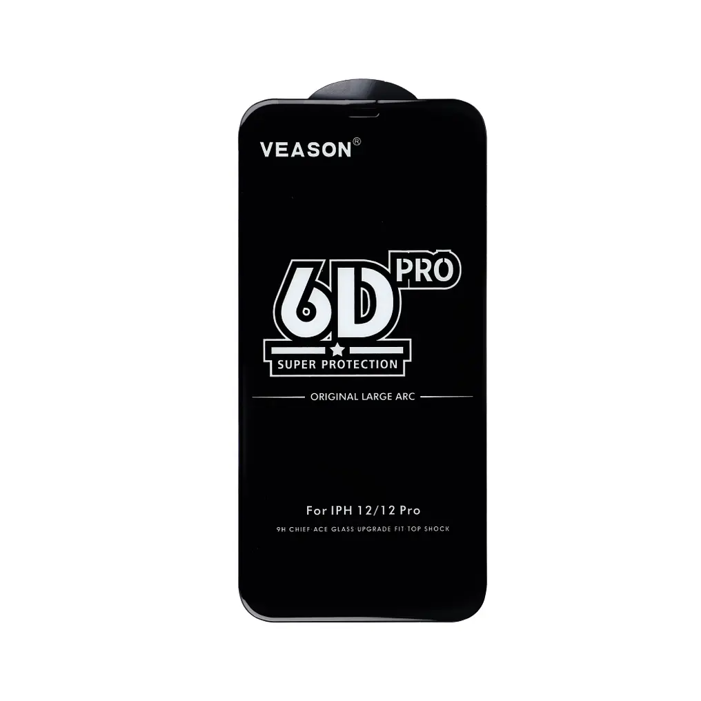 Veason PRO Screen Protector for Apple iPhone 17 / 16 Pro, Tempered Glass, Full Glue, 6D, Black