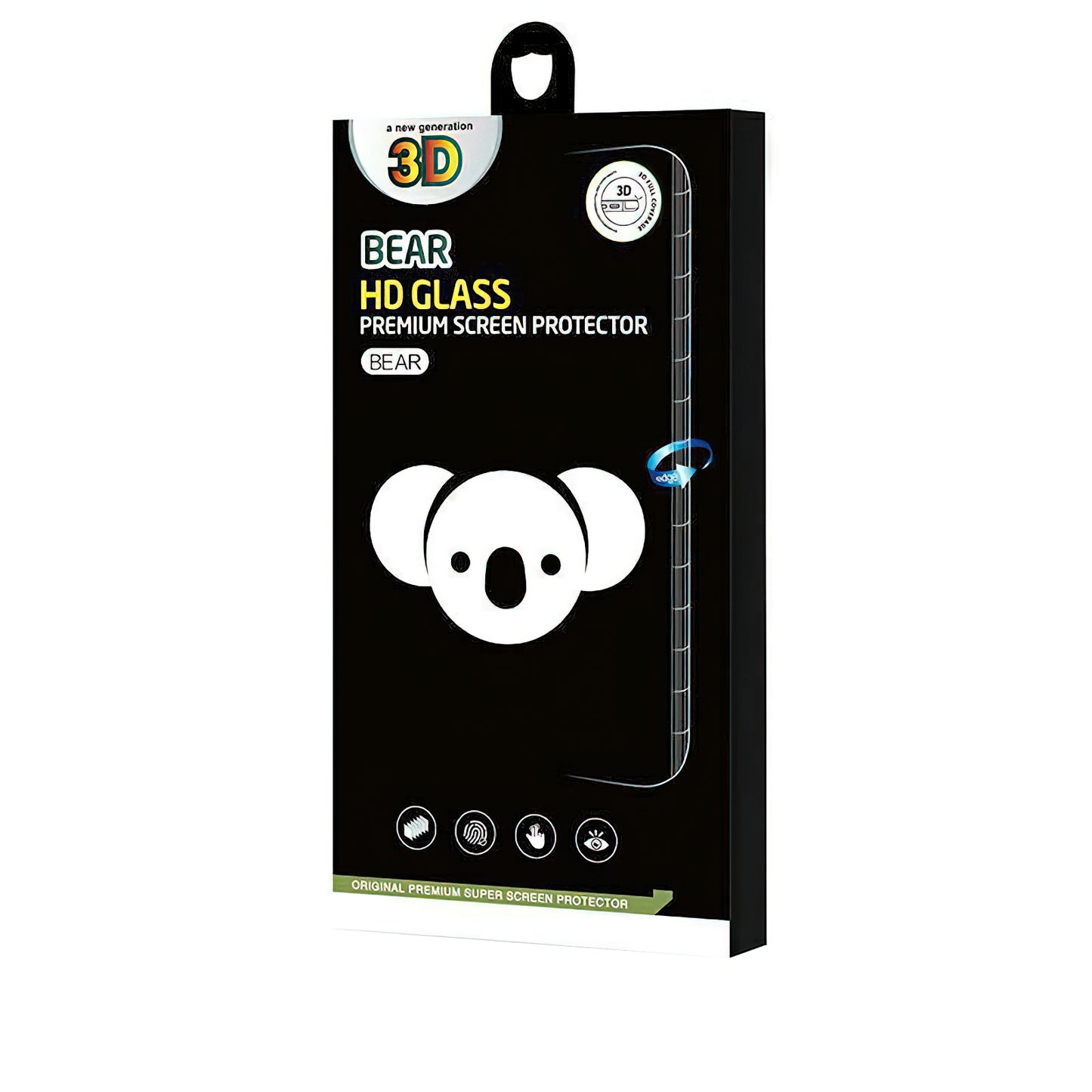 Bear HD Screen Protector for Apple iPhone 14 Pro Max, Tempered Glass, Full Glue, Black
