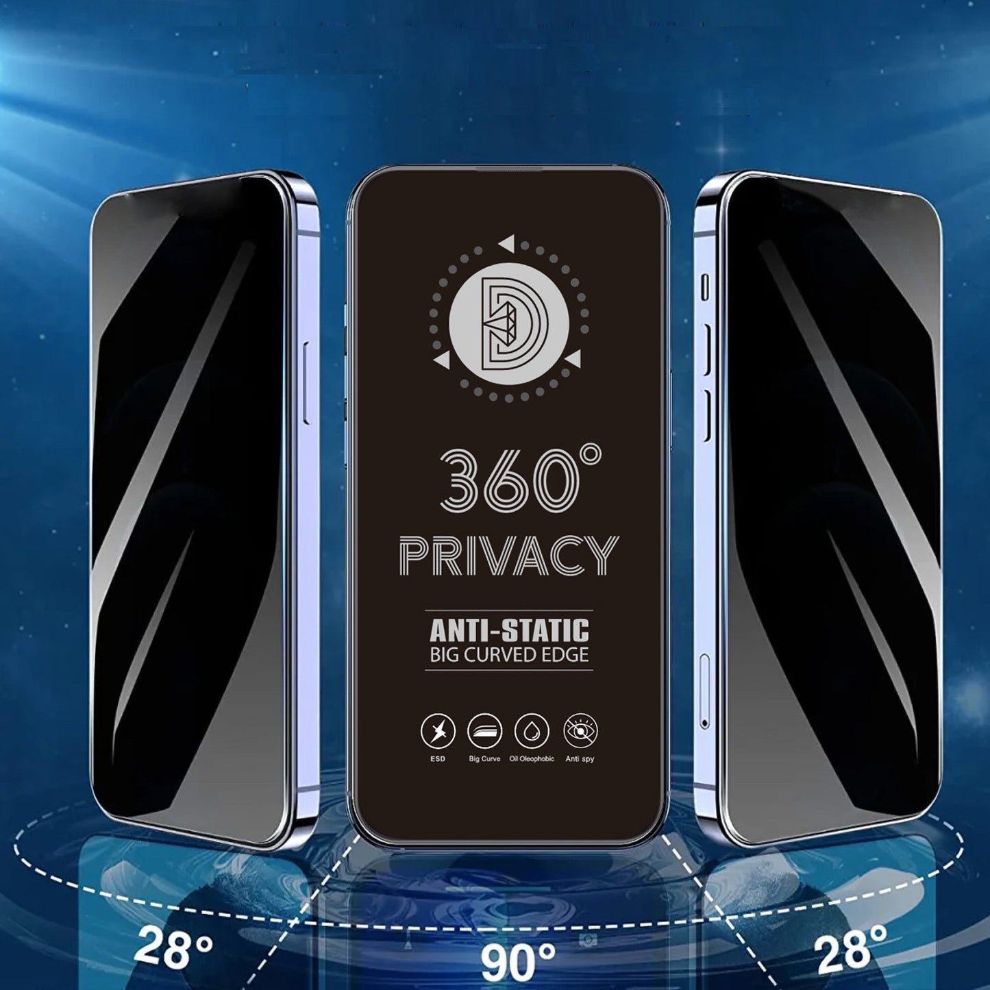 OEM 360 Privacy Screen Protector for Samsung Galaxy A37 5G, Tempered Glass, Full Glue