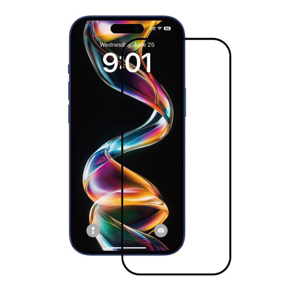 Anank 1X Reinforced Screen Protector for Apple iPhone 16, Tempered Glass, Full Glue, 2.5D, Black