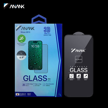 Anank 3X Reinforced Invisible Screen Protector for Apple iPhone 16 Pro Max, Tempered Glass, Full Glue, 3D, Black