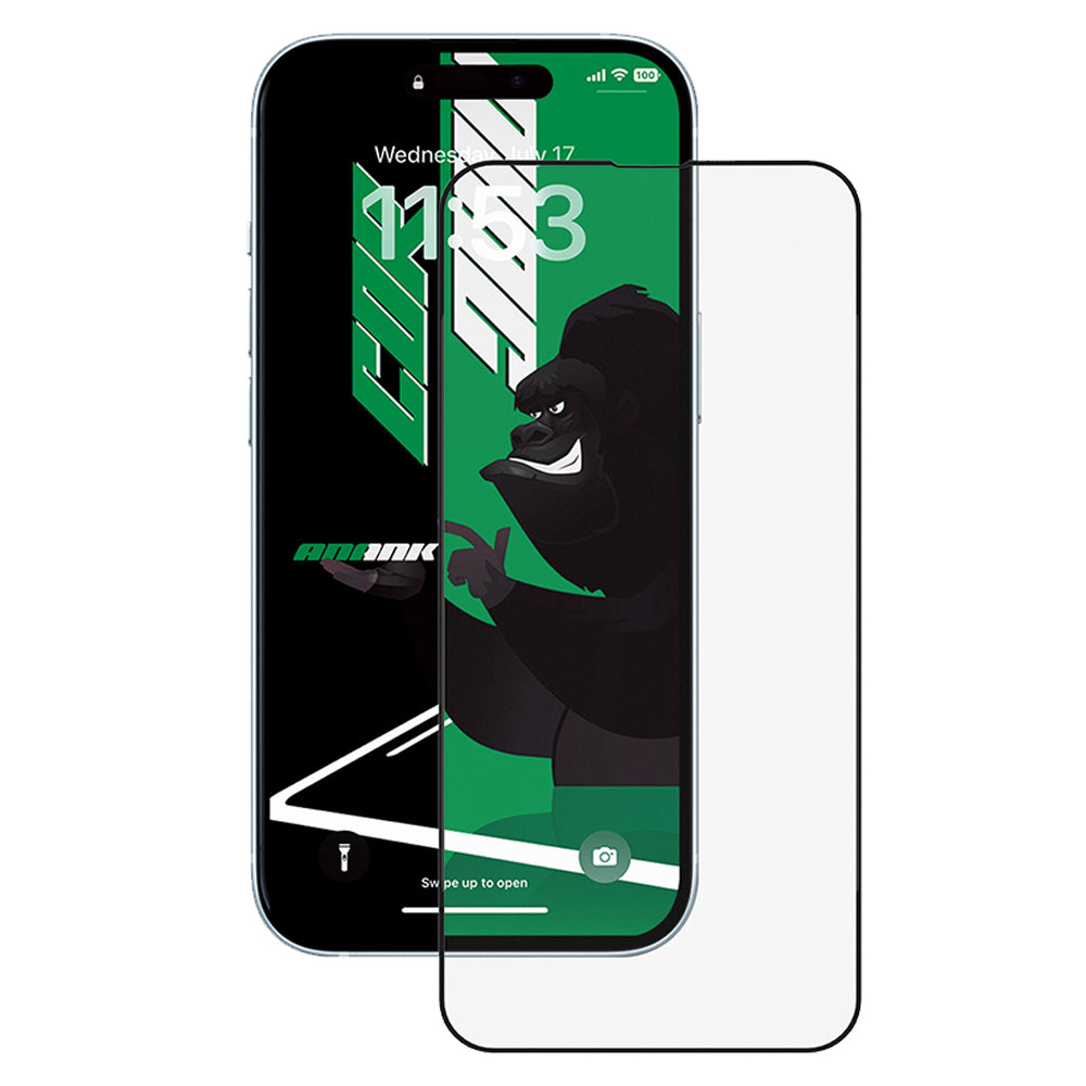 Anank 5X Reinforced CG Screen Protector for Apple iPhone 15 Pro, Tempered Glass, Full Glue, 2.5D, Black