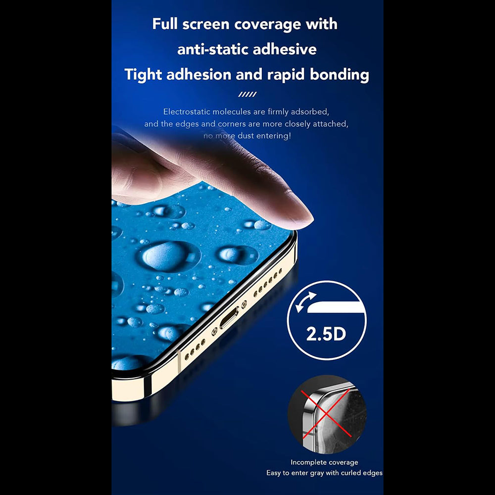 Anank 5X Reinforced CG Screen Protector for Apple iPhone 16, Tempered Glass, Full Glue, 2.5D, Black