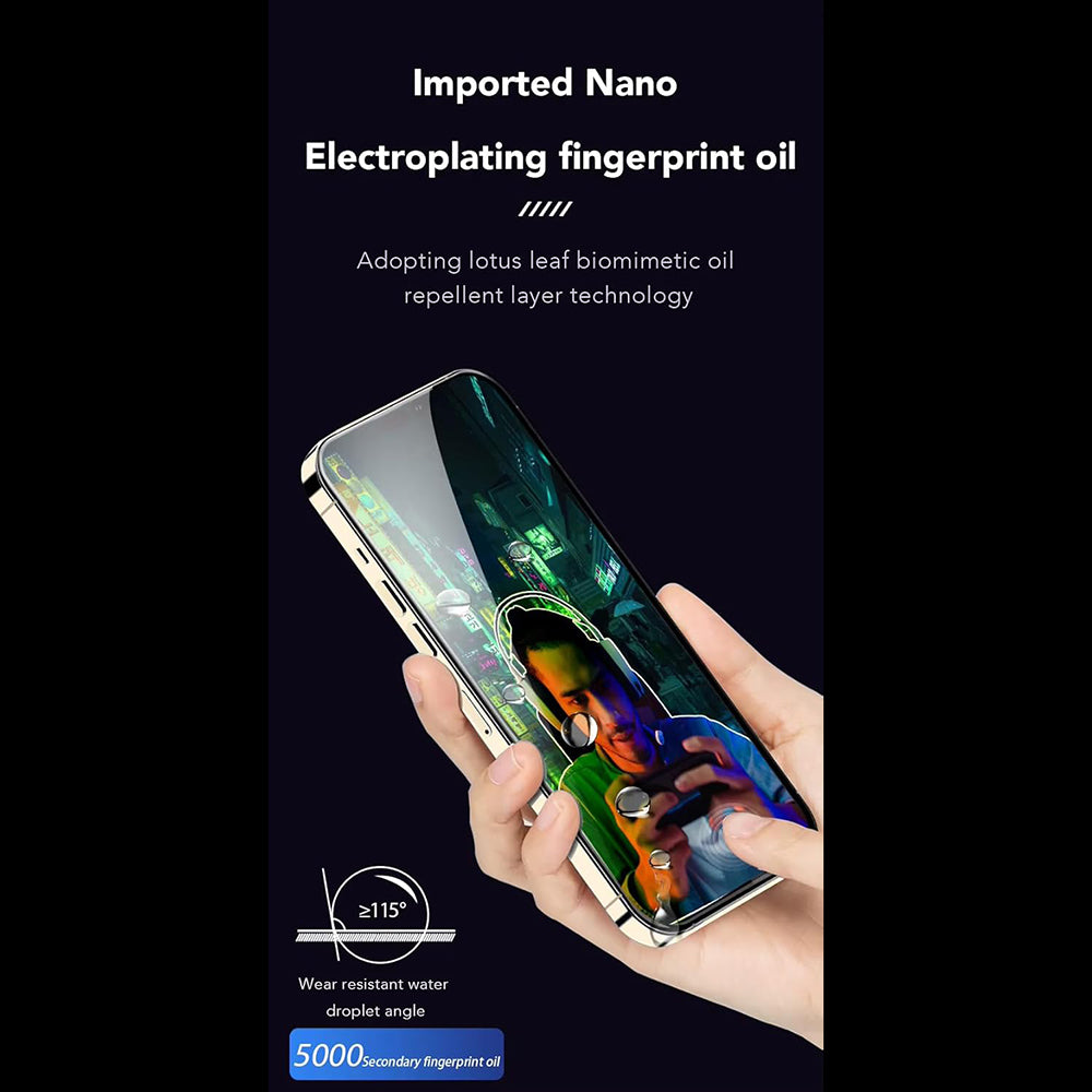 Προστατευτική μεμβράνη οθόνης Anank Anti-Fingerprint για Apple iPhone 14 Pro, ασφαλισμένο γυαλί, πλήρης κόλλα, 2.5D, μαύρο