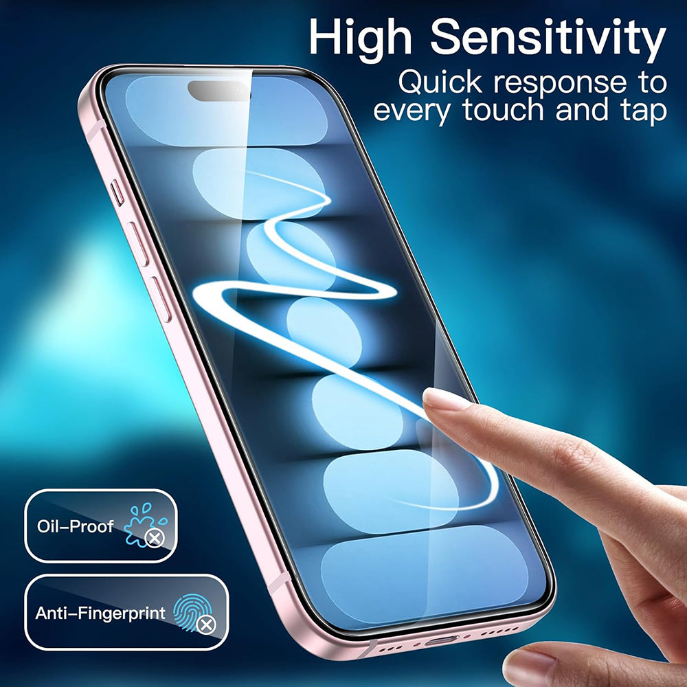Anank Screen Protector for Apple iPhone 15 Pro, Tempered Glass, Full Glue, 3D, Set of 10 pieces