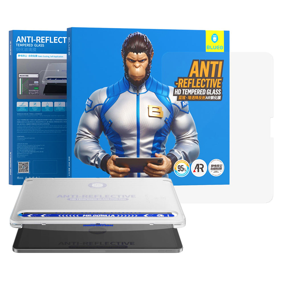 Προστατευτική μεμβράνη οθόνης Blueo Anti-Reflective HD Applicator Pro για Apple iPad Pro 13 (2024), Ασφαλισμένο γυαλί, Πλήρης κόλλα
