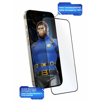 Προστατευτική μεμβράνη οθόνης Blueo Crystal Anti-Scratch Applicator για Apple iPhone 16 Pro Max, Ασφαλισμένο γυαλί, Πλήρης κόλλα, Μαύρο