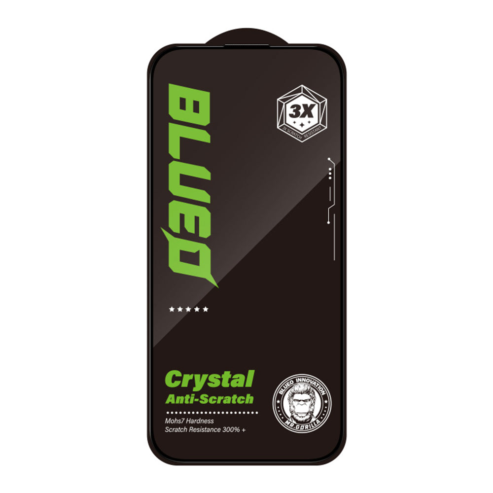 Blueo Crystal Anti-Scratch Screen Protector for Apple iPhone 16 Pro Max, Tempered Glass, Full Glue, Black