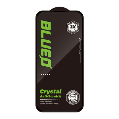 Blueo Crystal Anti-Scratch Screen Protector for Apple iPhone 16 Pro Max, Tempered Glass, Full Glue, Black