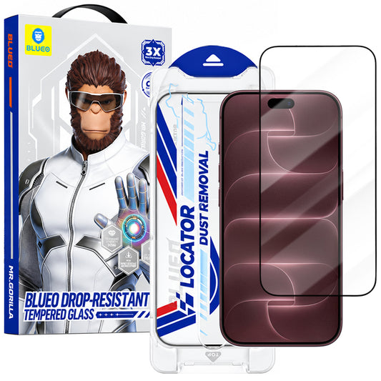 Προστατευτικό οθόνης Blueo Drop Resistant Applicator Pro για Apple iPhone 18 Pro Max / 17 Pro Max, Σκληρυμένο Γυαλί, Πλήρης Επικόλληση, Μαύρο