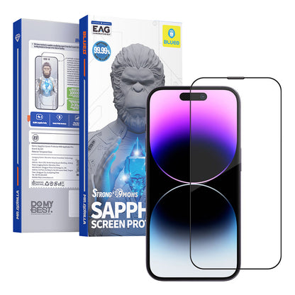 Blueo Sapphire Applicator Pro Screen Protector for Apple iPhone 15 Pro, Tempered Glass, Full Glue, Black