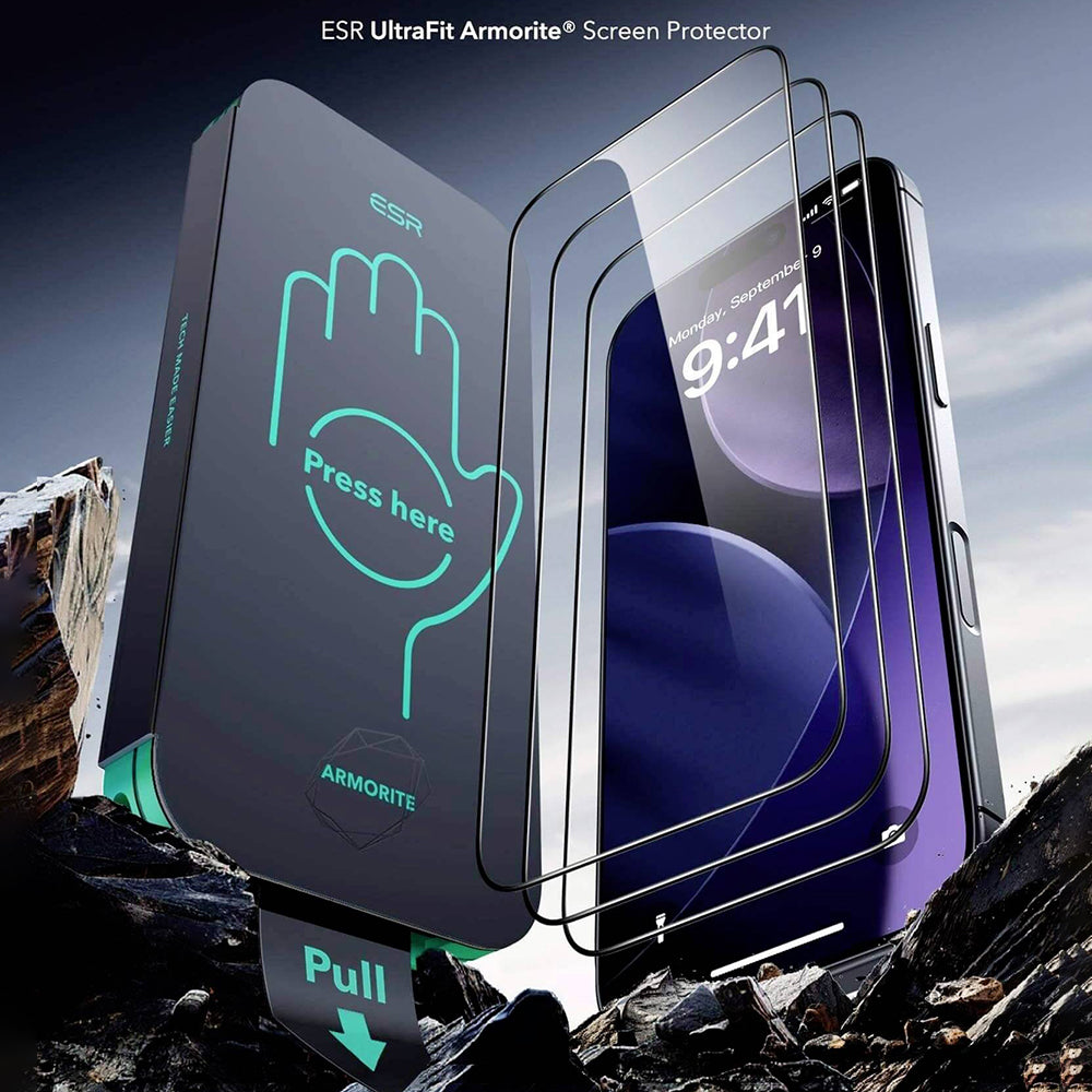 ESR Armorite UltraFit Screen Protector for Apple iPhone 18 Pro Max / 17 Pro Max, Tempered Glass, Full Glue, Set of 2 Pieces, Black