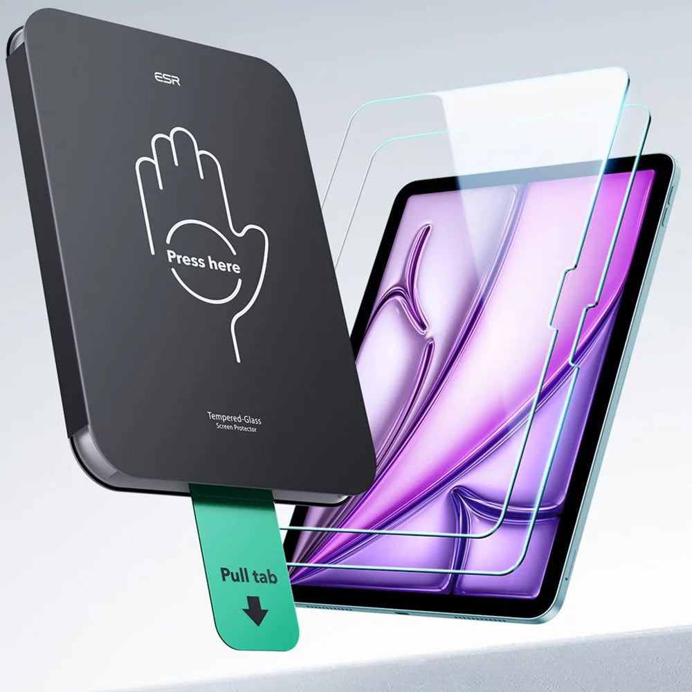 Προστατευτική Μεμβράνη Οθόνης ESR UltraFit για Apple iPad Air 13 (2025) / Air 13 (2024), Ενισχυμένο Γυαλί, Full Glue, Σετ 2 τεμαχίων