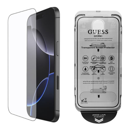 Guess Classic Outline Screen Protector for Apple iPhone 16 Pro Max, Tempered Glass, Full Glue, 2.5D, Black GUTGP16XBOKGCIT