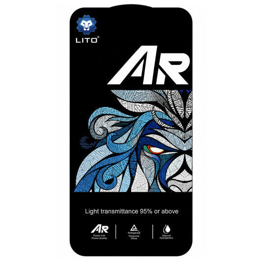 Προστατευτική μεμβράνη οθόνης Lito AR SE για Apple iPhone 18 Pro / 17 Pro, Ασφαλισμένο γυαλί, Πλήρης κόλλα, Μαύρο