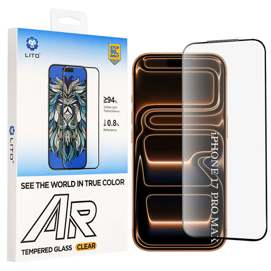 Προστατευτική μεμβράνη οθόνης Lito AR SE για Apple iPhone 18 Pro Max / 17 Pro Max, Ενισχυμένο γυαλί, Πλήρης κόλλα, Μαύρο