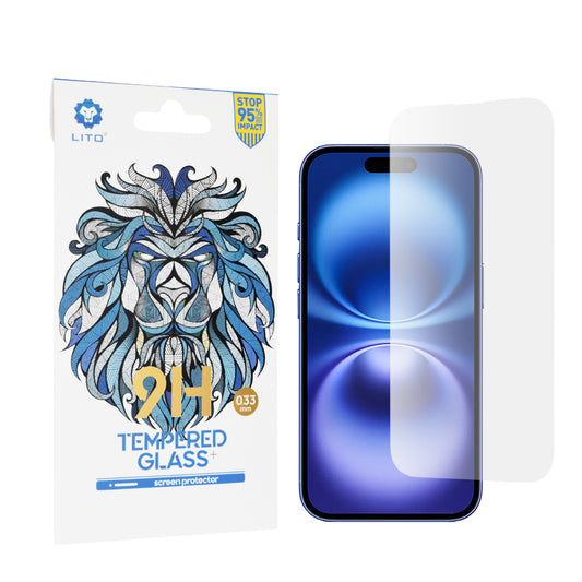 Προστατευτική μεμβράνη οθόνης Lito Classic για Apple iPhone 16, Ασφαλισμένο γυαλί, Πλήρης κόλλα, 2.5D